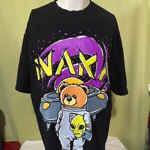 Inaka Power Astronaut Bear Alien Head Men's Black T Shirt Size XL
